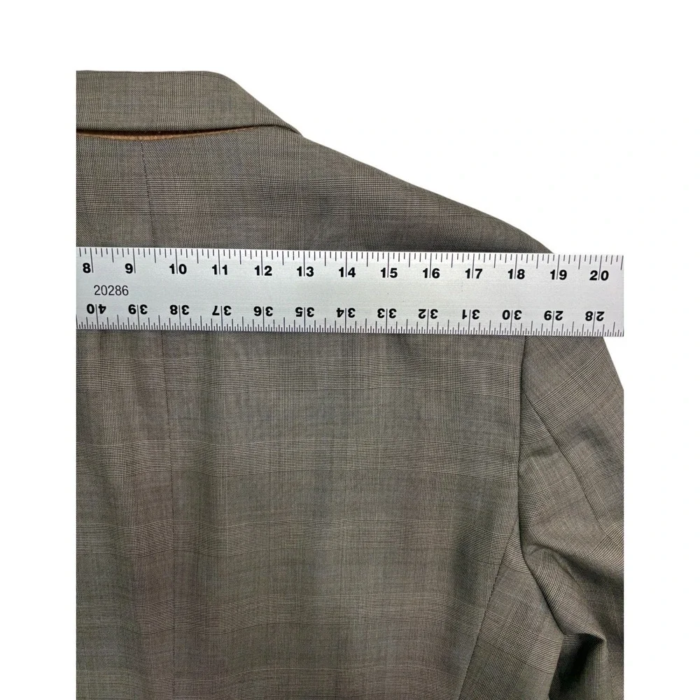 Ralph Lauren 40R 34x30 Taupe Glen Plaid 2pc Pant Suit Wool Pleated Cuffed